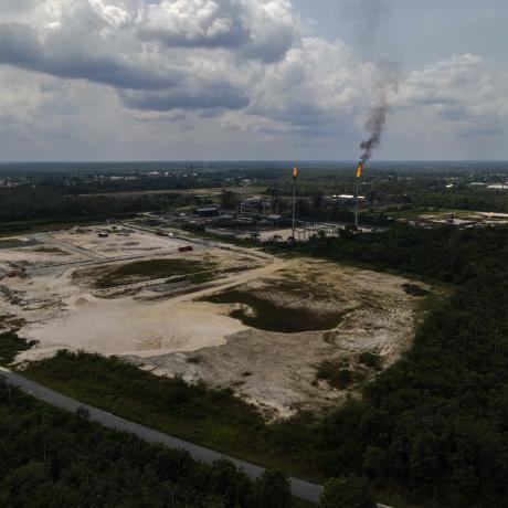 Gas flares from a fossil fuel facility located in the Niger Delta