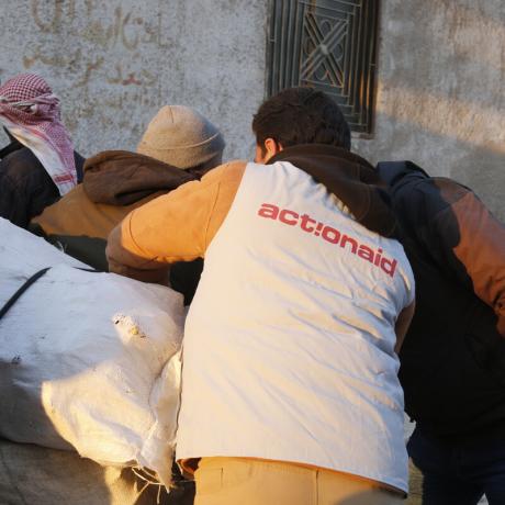 ActionAid's local partner Violet distribute wood and heating materials in Northwest Syria